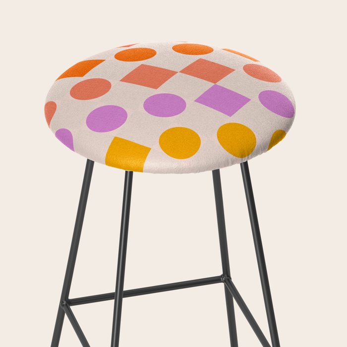 Bold Playful Checks and Dots Pattern - Rainbow colours Stool Gallery Image 2