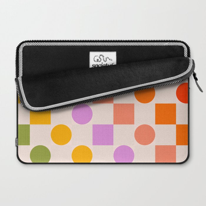 Bold Playful Checks and Dots Pattern - Rainbow colours Laptop Sleeve Gallery Image 2