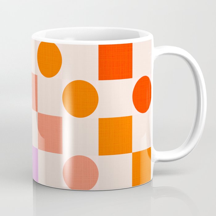 Bold Playful Checks and Dots Pattern - Rainbow colours Coffee Mug Gallery Image 1