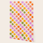 Bold Playful Checks and Dots Pattern - Rainbow colours Wallpaper Gallery Image 2