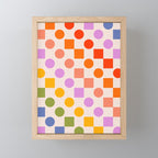 Bold Playful Checks and Dots Pattern - Rainbow colours Mini Art Print Gallery Image 1