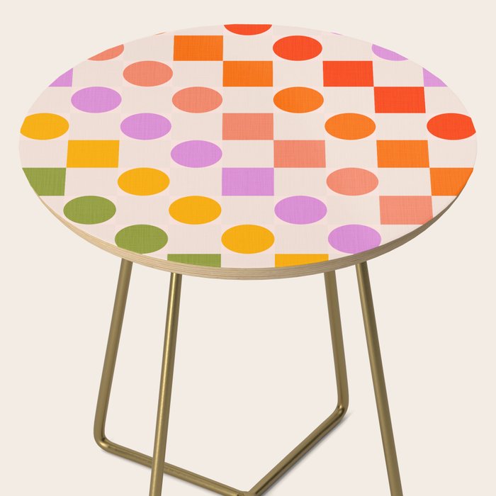 Bold Playful Checks and Dots Pattern - Rainbow colours Side Table Gallery Image 2