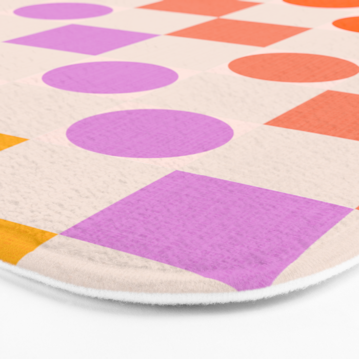 Bold Playful Checks and Dots Pattern - Rainbow colours Bath Mat Gallery Image 3