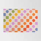 Bold Playful Checks and Dots Pattern - Rainbow colours Rug Gallery Image 2