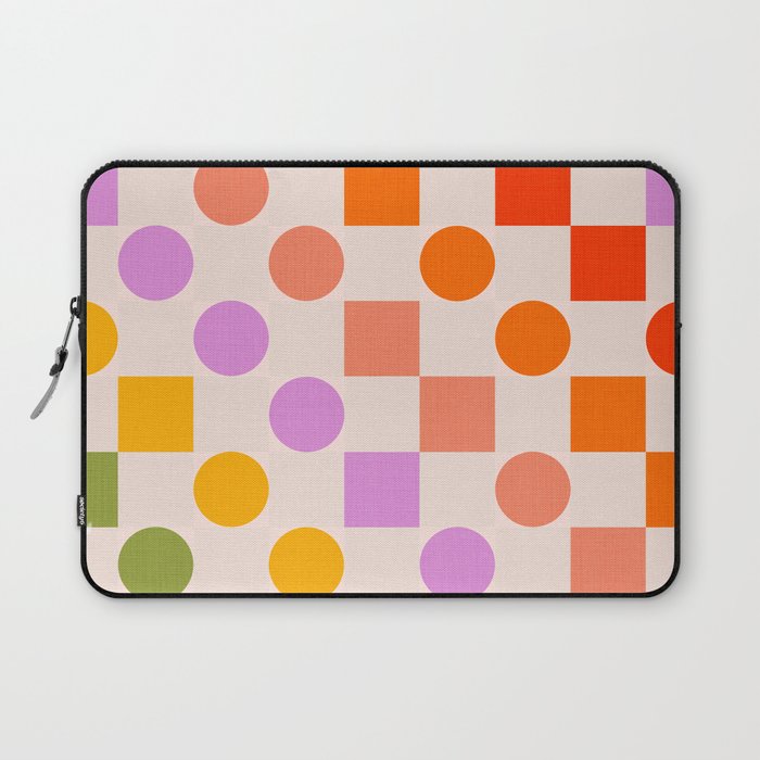 Bold Playful Checks and Dots Pattern - Rainbow colours Laptop Sleeve Gallery Image 1