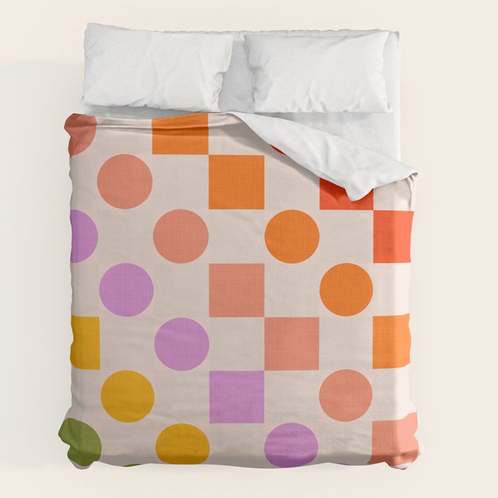 Bold Playful Checks and Dots Pattern - Rainbow colours Duvet Cover Gallery Image 2