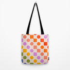 Bold Playful Checks and Dots Pattern - Rainbow colours Tote Bag Gallery Image 2