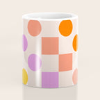 Bold Playful Checks and Dots Pattern - Rainbow colours Coffee Mug Gallery Image 4