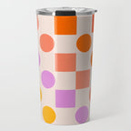 Bold Playful Checks and Dots Pattern - Rainbow colours Travel Mug Gallery Image 1