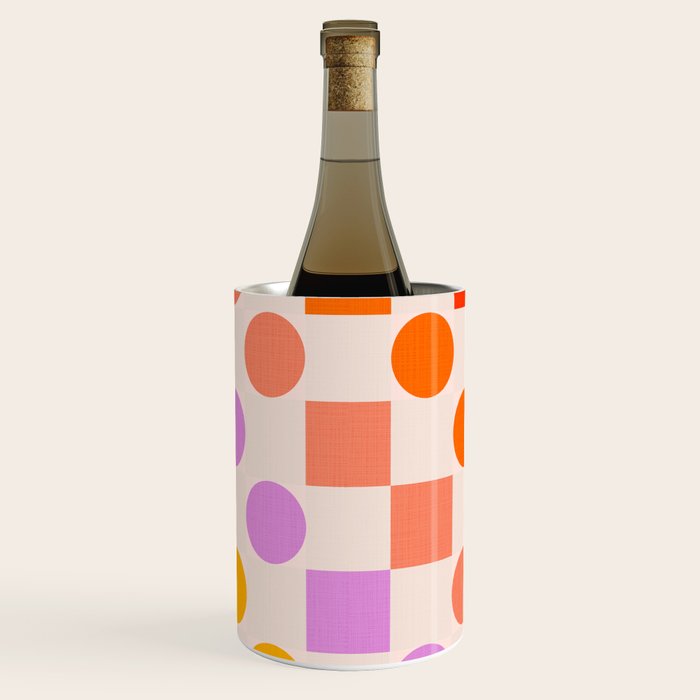 Bold Playful Checks and Dots Pattern - Rainbow colours Wine Chiller Gallery Image 1