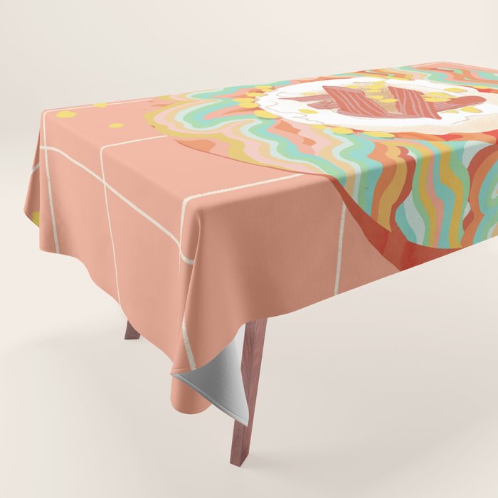 Marble Plate Pink Tablecloth Gallery Image 1