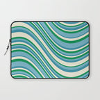Wavy Stripes XXVII - Beachy Blue and Green Laptop Sleeve Gallery Image 1