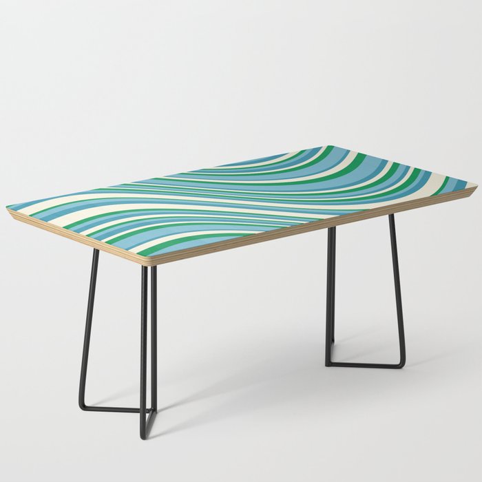 Wavy Stripes XXVII - Beachy Blue and Green Coffee Table Gallery Image 1