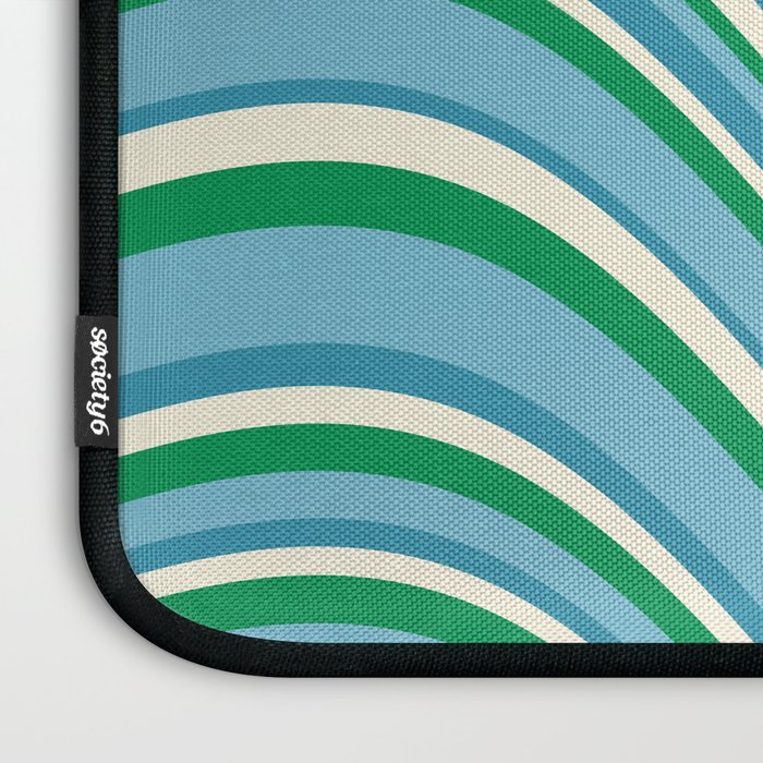 Wavy Stripes XXVII - Beachy Blue and Green Laptop Sleeve Gallery Image 3