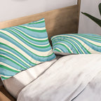 Wavy Stripes XXVII - Beachy Blue and Green Pillow Sham Gallery Image 2