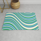 Wavy Stripes XXVII - Beachy Blue and Green Rug Gallery Image 1