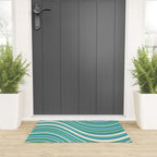 Wavy Stripes XXVII - Beachy Blue and Green Welcome Mat Gallery Image 3