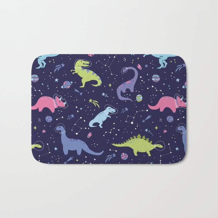 Dinosaurs in Space Bath Mat Gallery Image 1