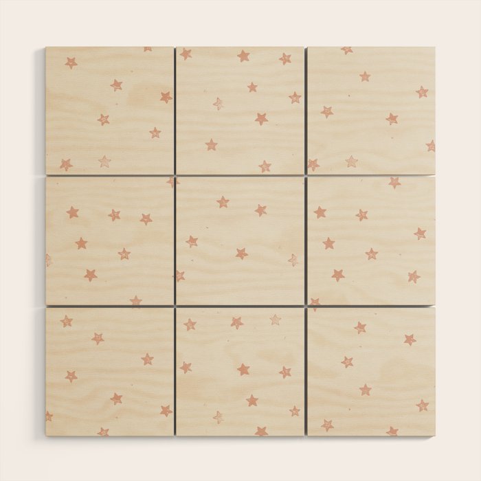 Little Stars Cream & Peach Wood Wall Art Gallery Image 1