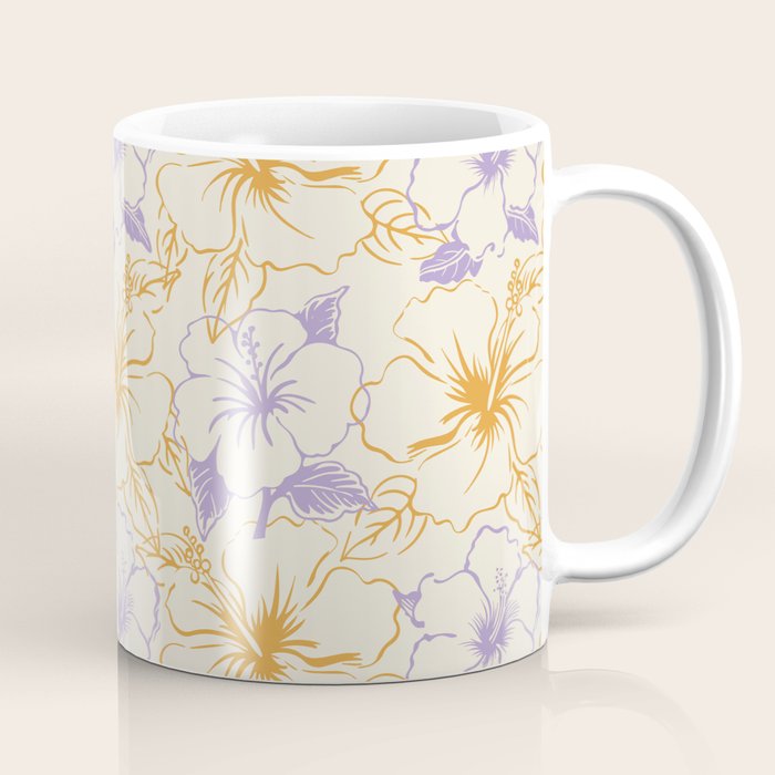 Colorful tropical hibiscus flower art pattern Coffee Mug Gallery Image 1