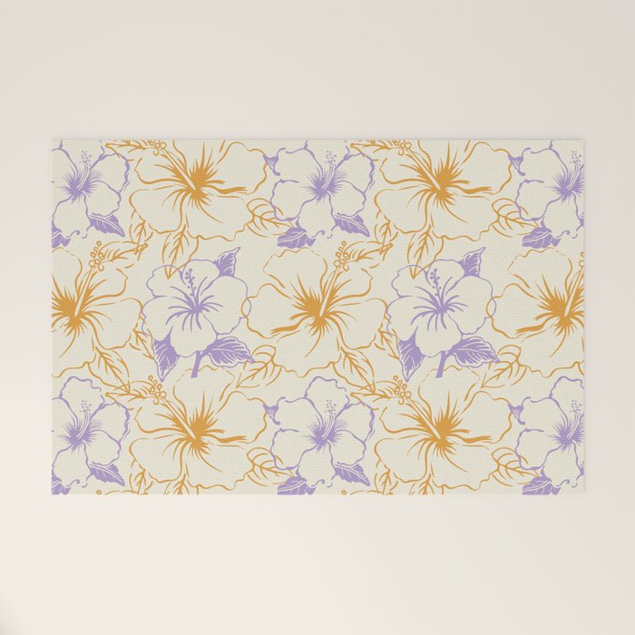 Colorful tropical hibiscus flower art pattern Welcome Mat Gallery Image 1