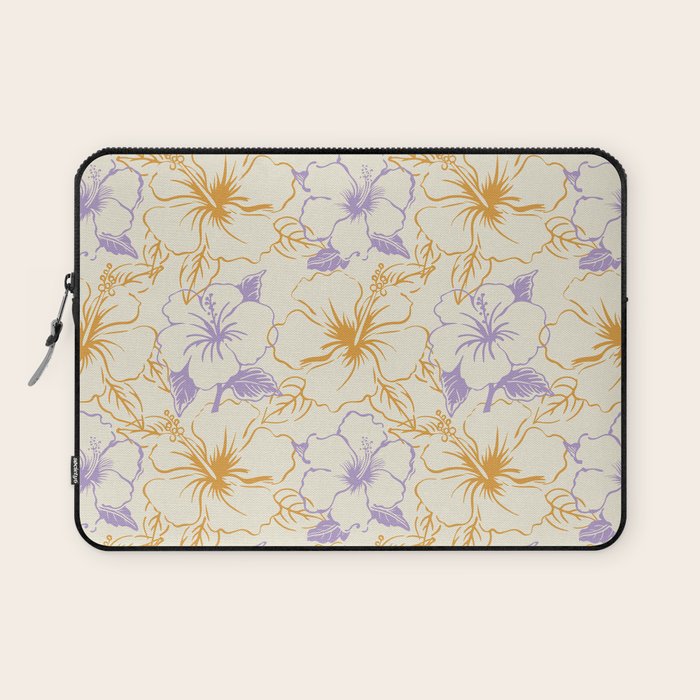 Colorful tropical hibiscus flower art pattern Laptop Sleeve Gallery Image 1