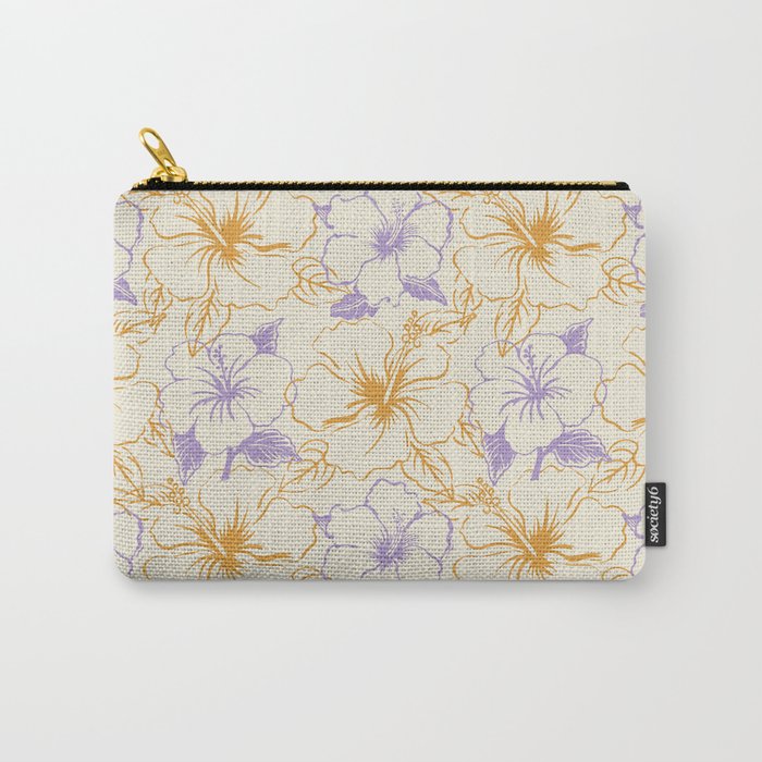 Colorful tropical hibiscus flower art pattern Carry All Pouch Gallery Image 1