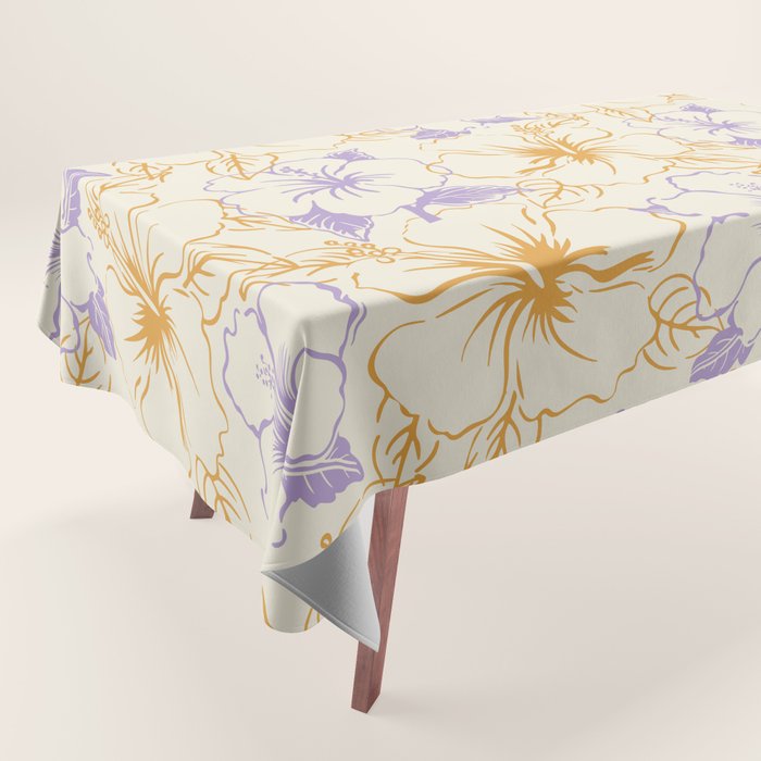Colorful tropical hibiscus flower art pattern Tablecloth Gallery Image 1