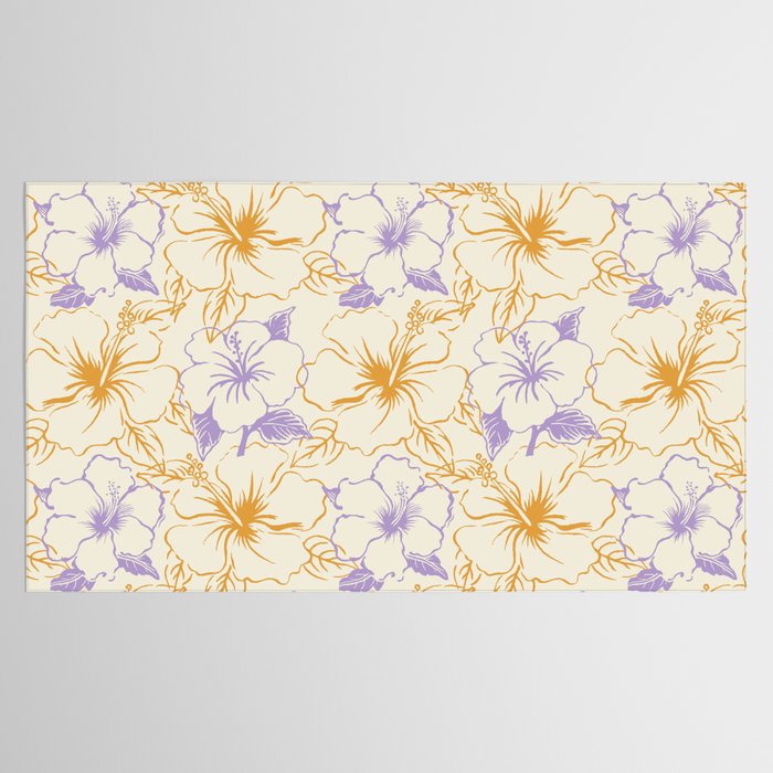 Colorful tropical hibiscus flower art pattern Tablecloth Gallery Image 2