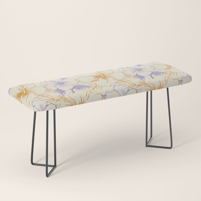 Colorful tropical hibiscus flower art pattern Bench Gallery Image 1