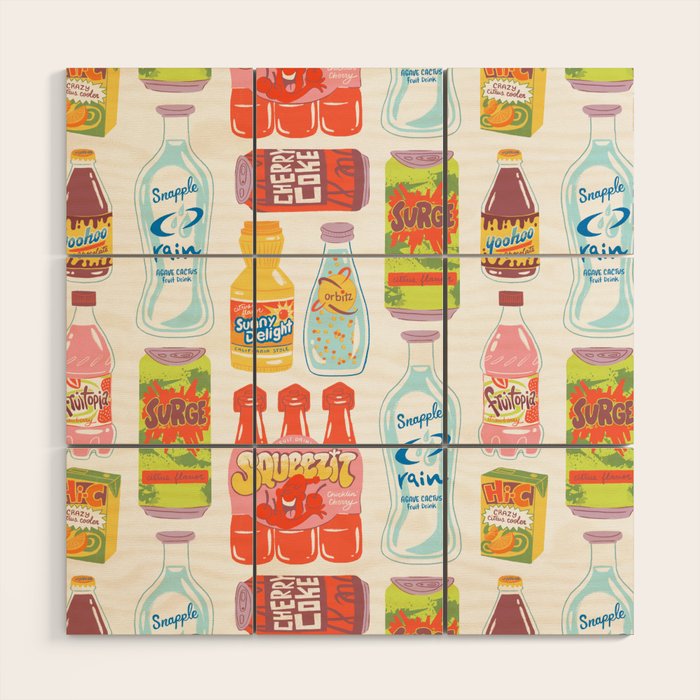 90s Drinks Wood Wall Art Gallery Image 1