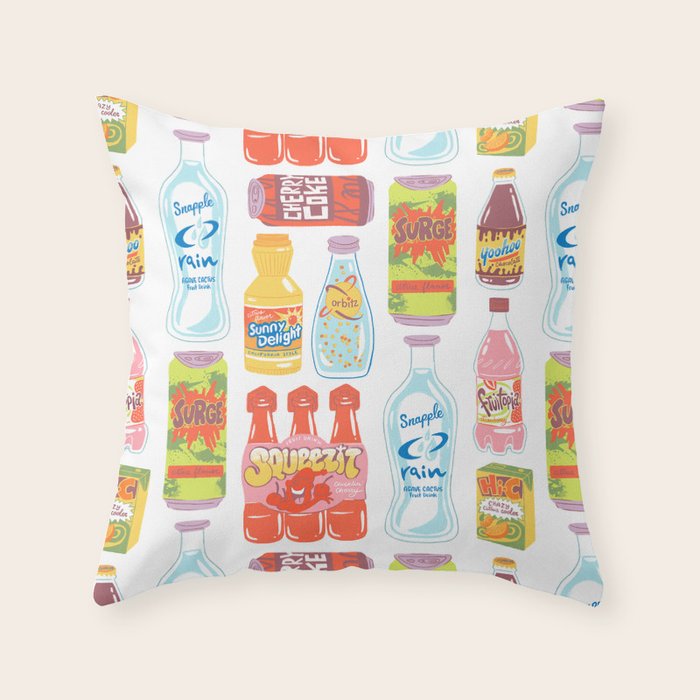 90s Drinks Throw Pillow Gallery Image 1