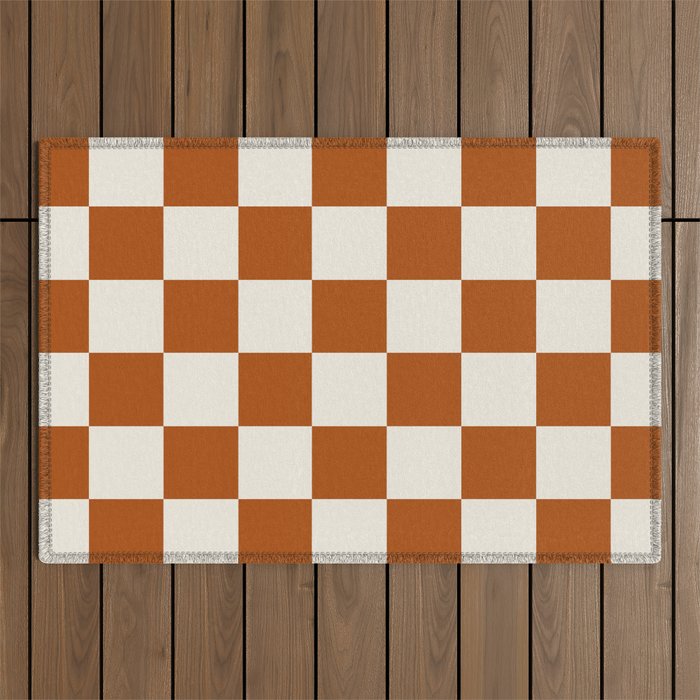 Checkered (Rust Cream) Outdoor Rug Gallery Image 1