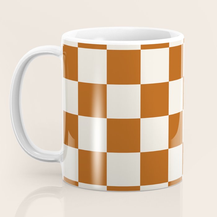 Checkered (Rust Cream) Coffee Mug Gallery Image 3