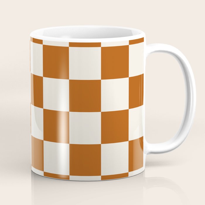 Checkered (Rust Cream) Coffee Mug Gallery Image 1