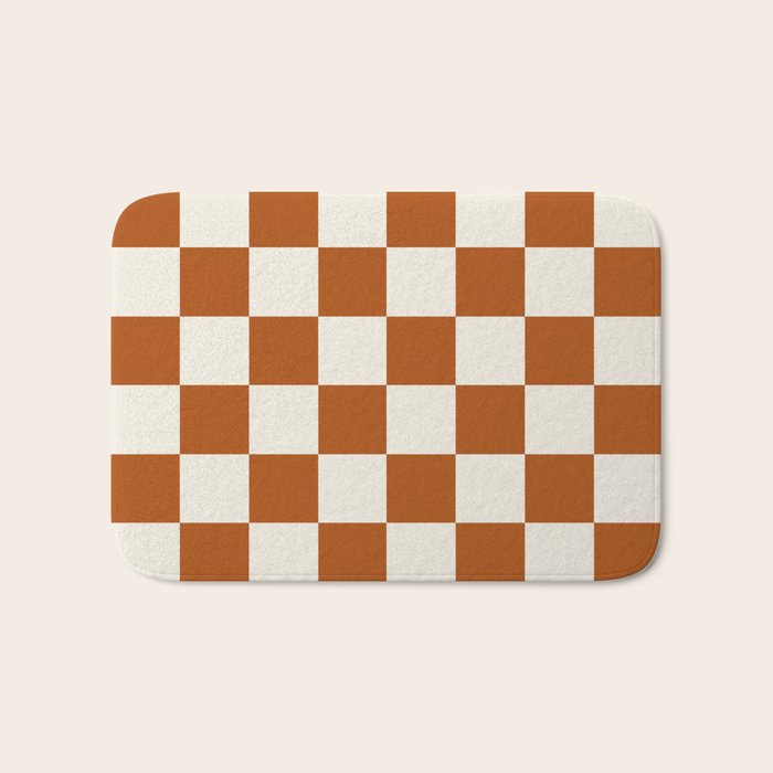 Checkered (Rust Cream) Bath Mat Gallery Image 1