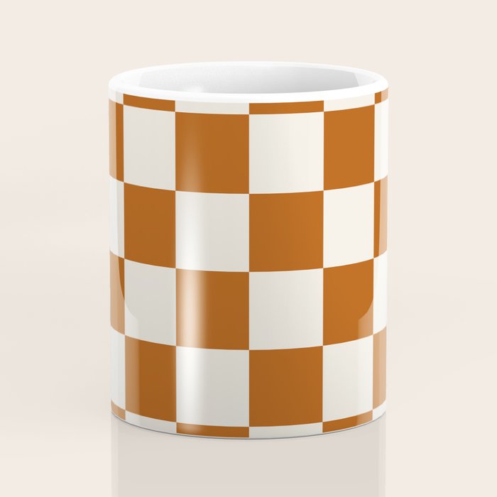 Checkered (Rust Cream) Coffee Mug Gallery Image 4