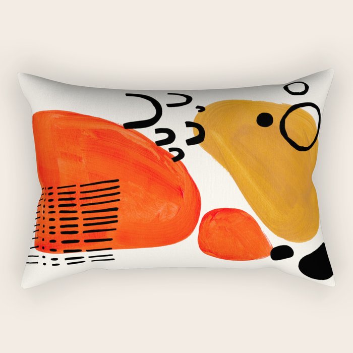 Fun Abstract Minimalist Mid Century Modern Yellow Ochre Orange Organic Shapes & Patterns Rectangular Pillow Gallery Image 1