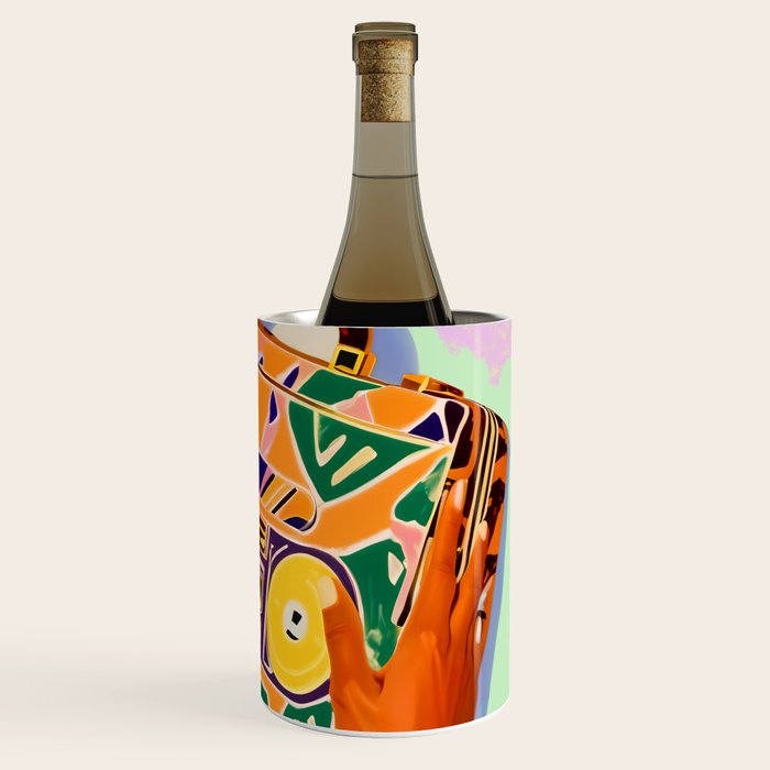 A Suitcase Full of Memories, Retro Cassette Music Mix Tape, Vintage Concept Eclectic Hands Bags Fashion Bohemian Painting Wine Chiller Gallery Image 3