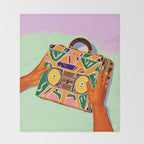 A Suitcase Full of Memories, Retro Cassette Music Mix Tape, Vintage Concept Eclectic Hands Bags Fashion Bohemian Painting Throw Blanket Gallery Image 2