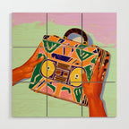 A Suitcase Full of Memories, Retro Cassette Music Mix Tape, Vintage Concept Eclectic Hands Bags Fashion Bohemian Painting Wood Wall Art Gallery Image 1