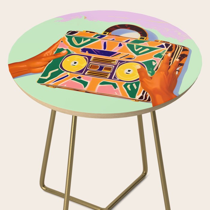 A Suitcase Full of Memories, Retro Cassette Music Mix Tape, Vintage Concept Eclectic Hands Bags Fashion Bohemian Painting Side Table Gallery Image 2
