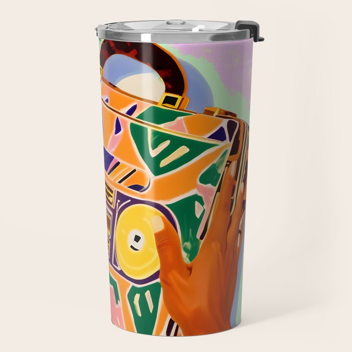A Suitcase Full of Memories, Retro Cassette Music Mix Tape, Vintage Concept Eclectic Hands Bags Fashion Bohemian Painting Travel Mug Gallery Image 2