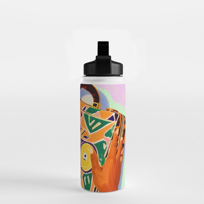 A Suitcase Full of Memories, Retro Cassette Music Mix Tape, Vintage Concept Eclectic Hands Bags Fashion Bohemian Painting Water Bottle Gallery Image 2