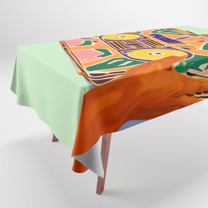 A Suitcase Full of Memories, Retro Cassette Music Mix Tape, Vintage Concept Eclectic Hands Bags Fashion Bohemian Painting Tablecloth Gallery Image 1
