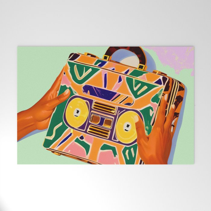 A Suitcase Full of Memories, Retro Cassette Music Mix Tape, Vintage Concept Eclectic Hands Bags Fashion Bohemian Painting Welcome Mat Gallery Image 1