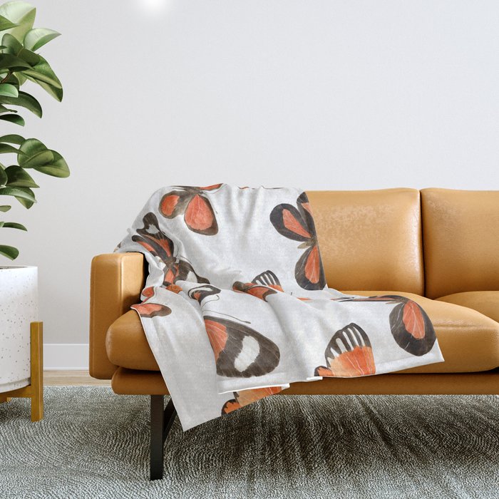 Orange Butterflies Throw Blanket Gallery Image 1