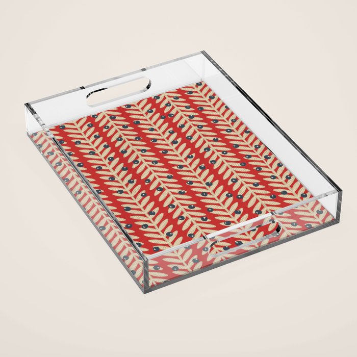Festive Berries / Red, Beige & Blue Acrylic Tray Gallery Image 1