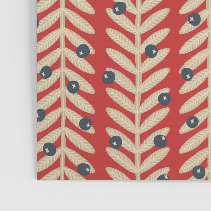 Festive Berries / Red, Beige & Blue Poster Gallery Image 3