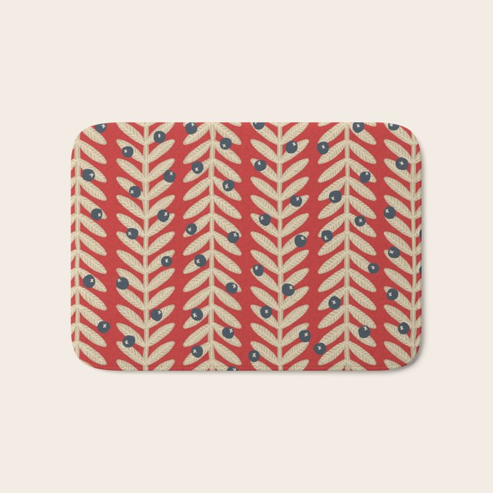 Festive Berries / Red, Beige & Blue Bath Mat Gallery Image 1